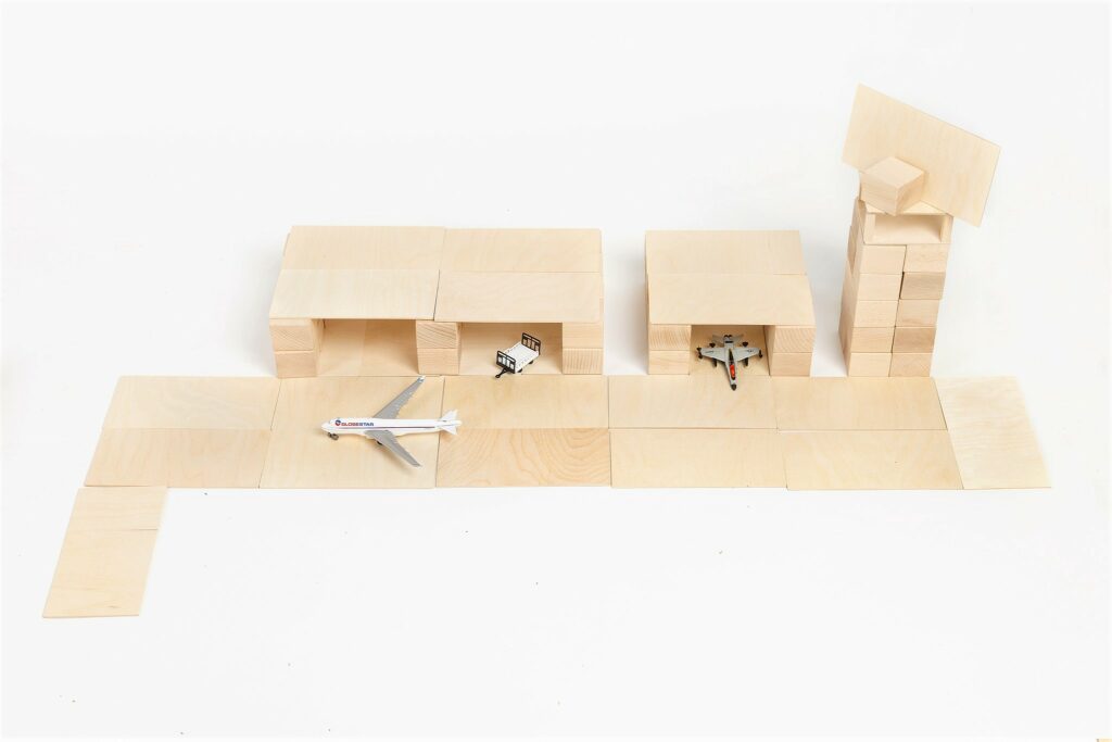 Houten blokken Just Blocks Airport-medium pack