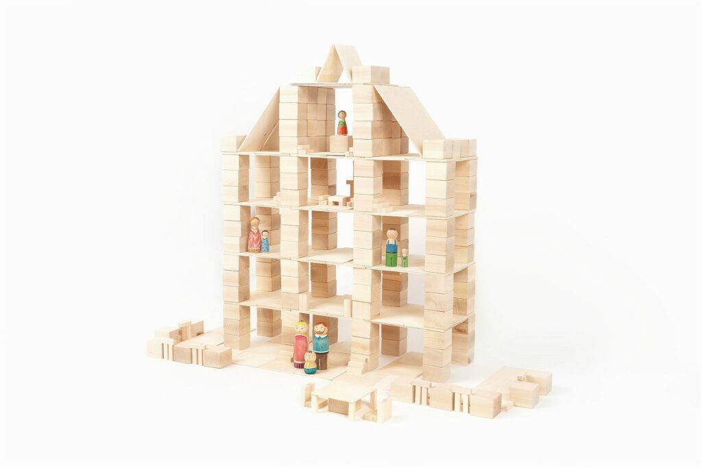 Houten blokken Just Blocks Dollhouse-big pack