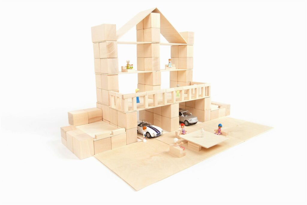 Houten blokken Just Blocks Dollhouse-medium pack