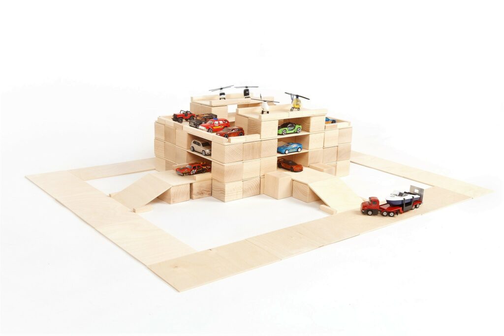 Houten blokken Just Blocks Square parking lot-medium pack