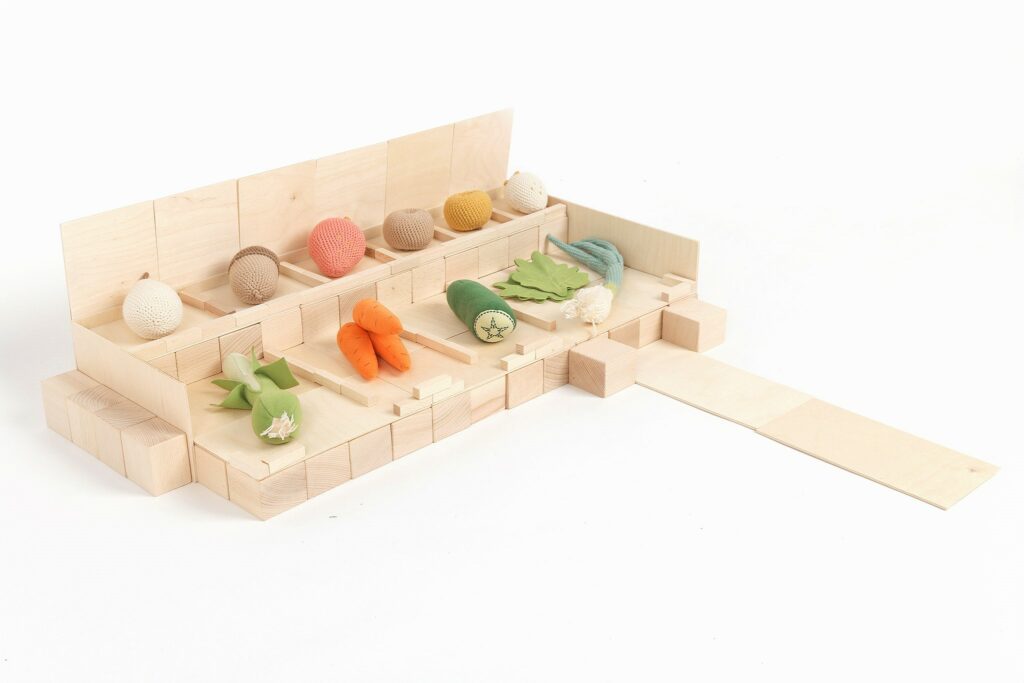 Houten blokken Just Blocks Vegetable store- medium pack