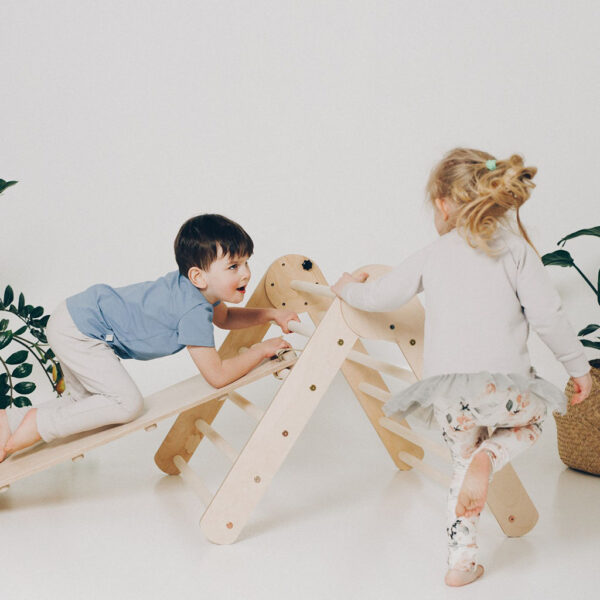 Juskys Movario klimdriehoek, groot, indoor klimrek met glijbaan en