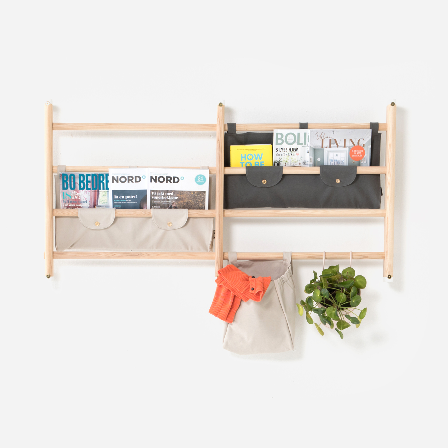 Houten wandrek KAOS horizontaal opberg