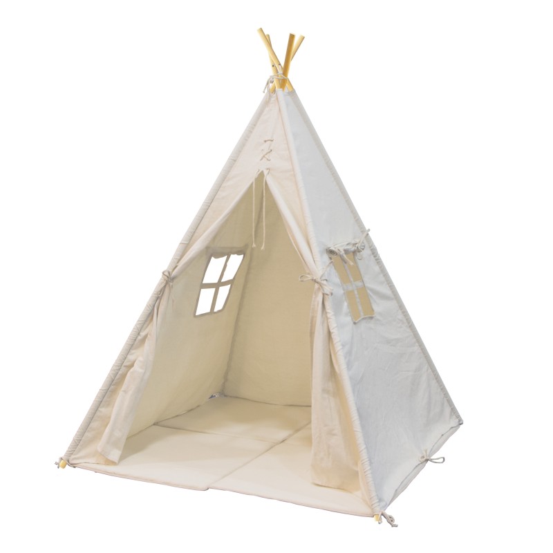 taart Wrok Onderbreking Tipi tent met speelmat naturel wit - Jindl