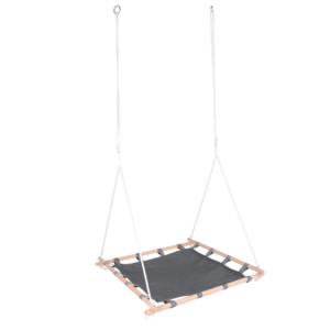 Nestschommel met houten frame zijkant