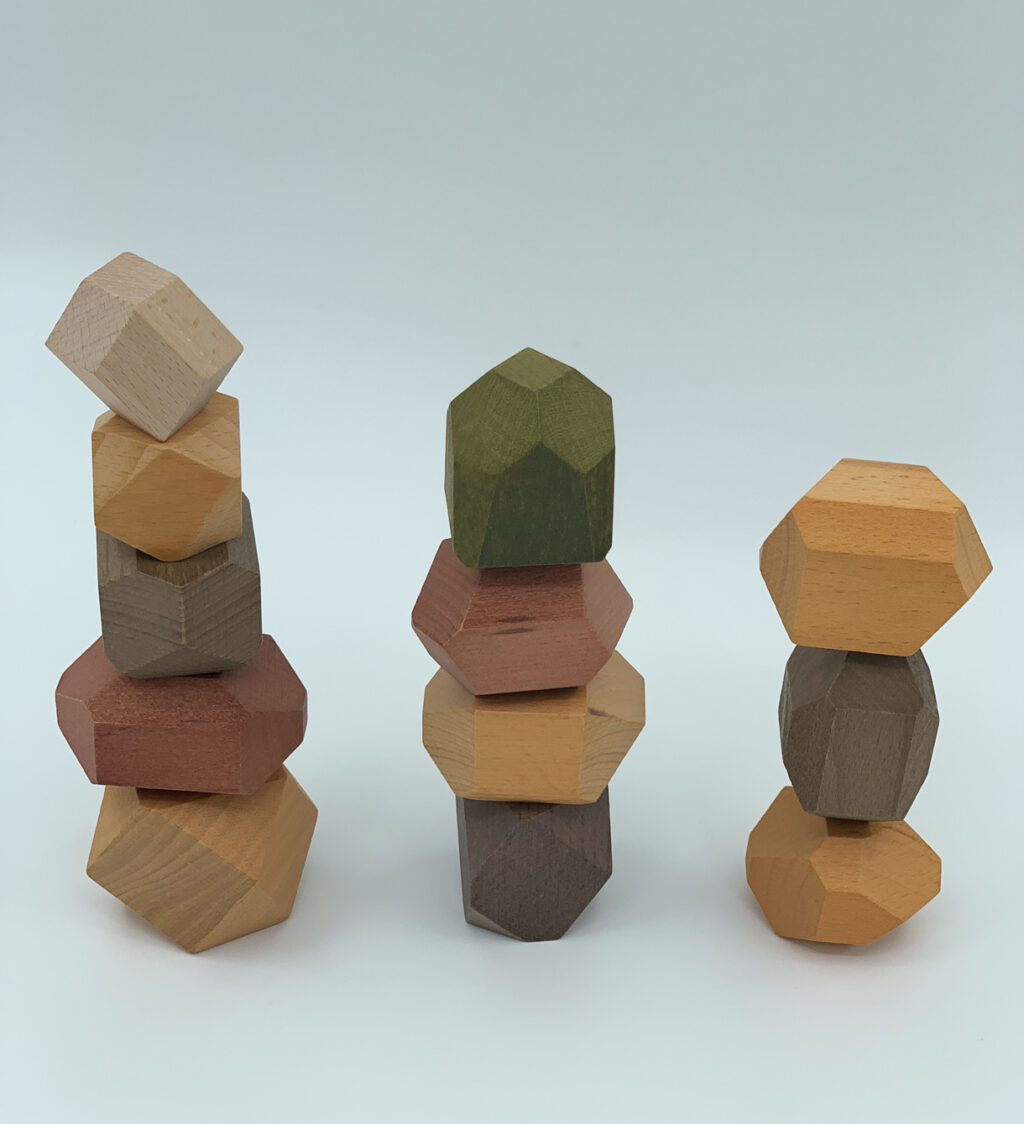 Houten bouwstenen balanceerstenen Jindl aardetinten Houten bouwstenen balanceerstenen Jindl aardetinten