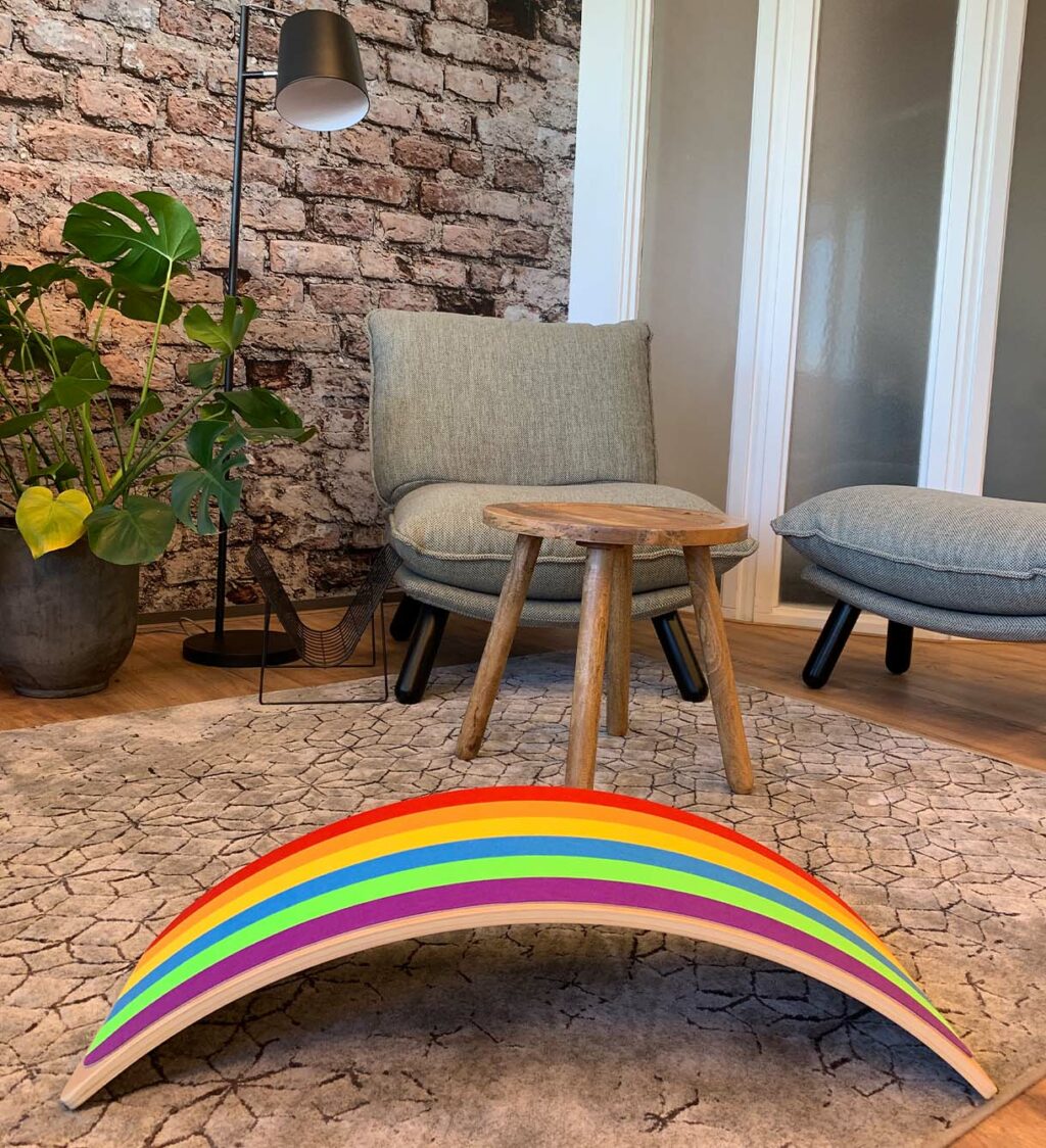 Balance board met vilt Jindl regenboogkleuren