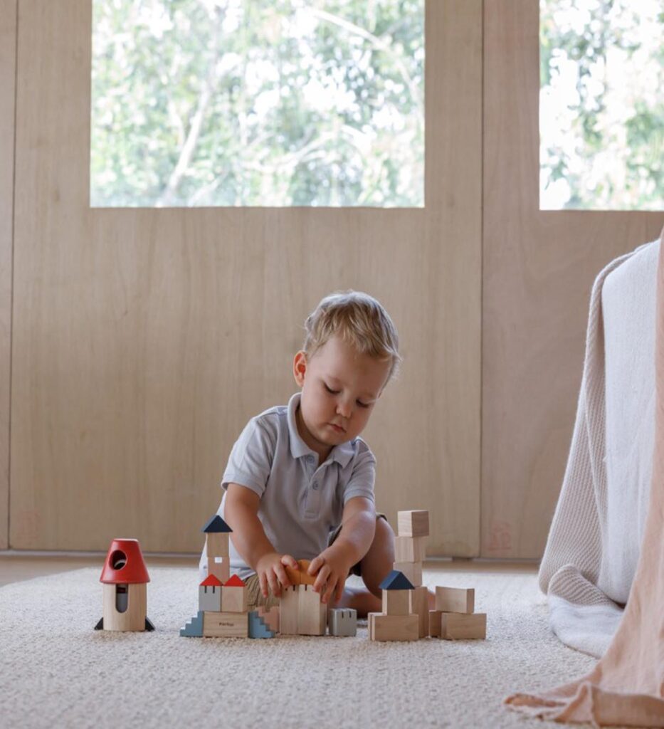 Houten blokken van PlanToys sfeer