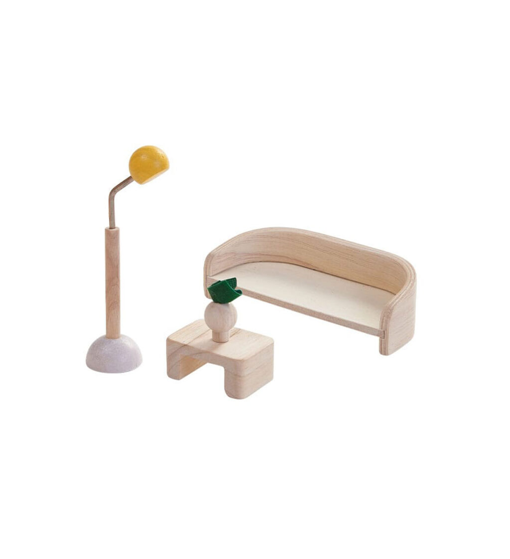 Poppenhuis bankstel salontafel lamp Plantoys