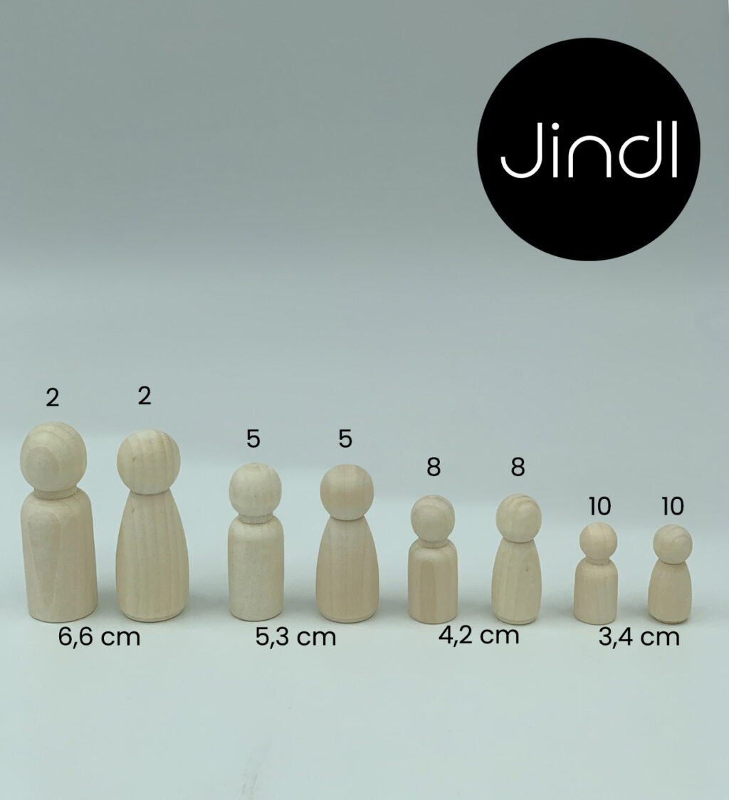 Houten poppetjes Jindl afmetingen Houten poppetjes Jindl afmetingen