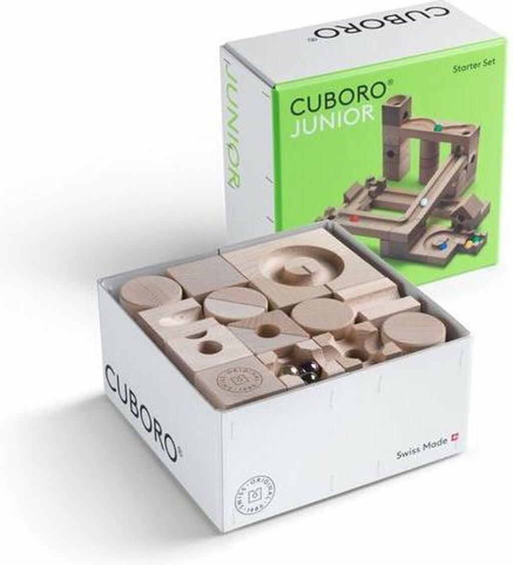 Houten knikkerbaan Cuboro Junior detail