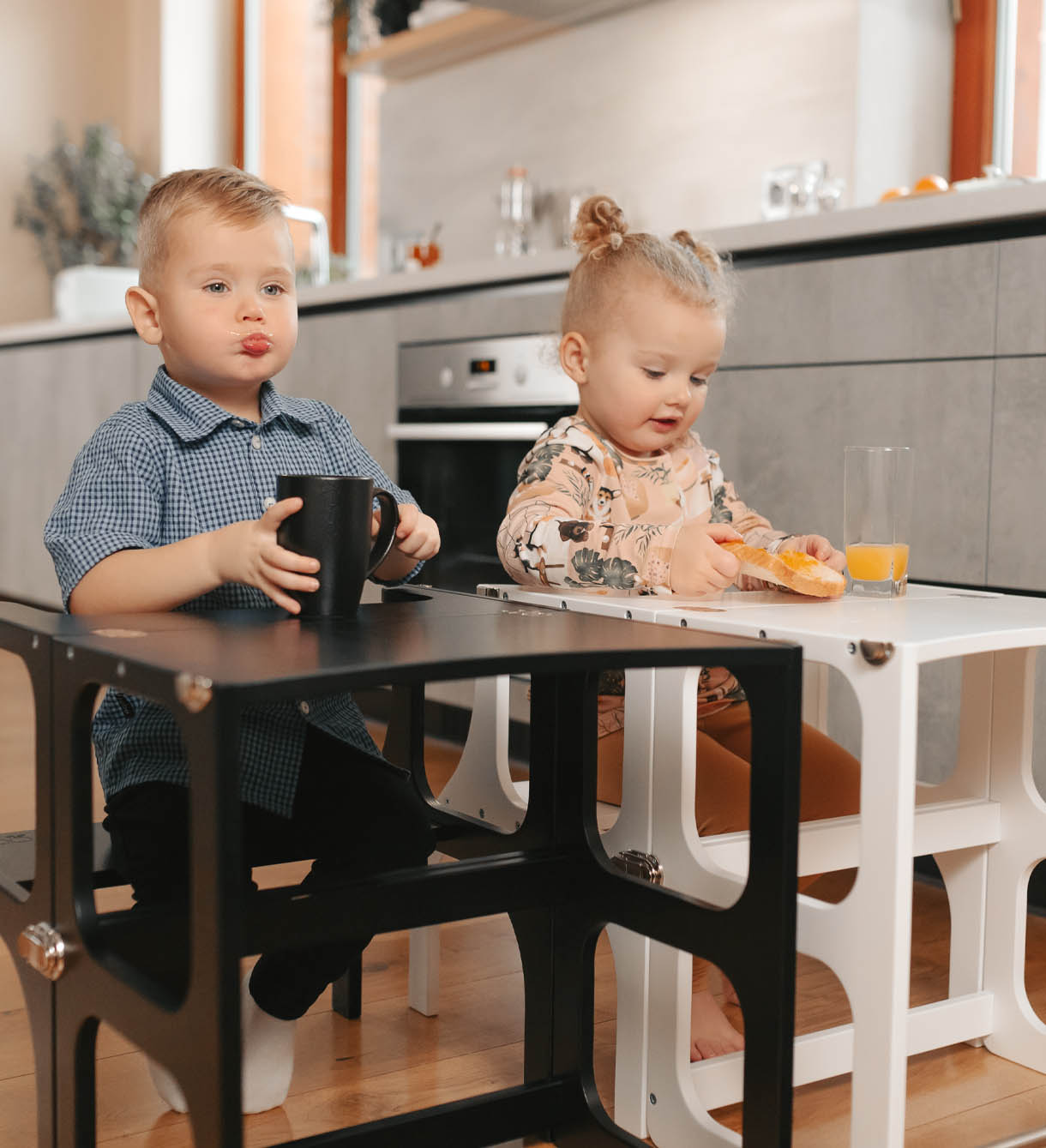 Messing Dicteren Ziekte Houten leertoren | kitchen helper Ette Tete 2-in-1 wit - Jindl