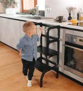 Leertoren multifunctioneel step and sit zwart