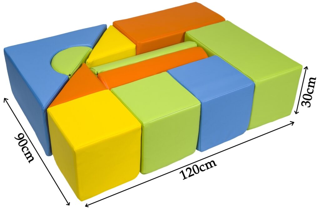 Blokken van Foam set van 11 met afmetingen