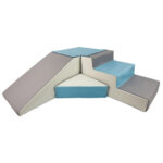 Foamblokken met glijbaan en trap wit baluw grijs