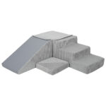 Jindl speelset met ribstof grijs trap en glijbaan