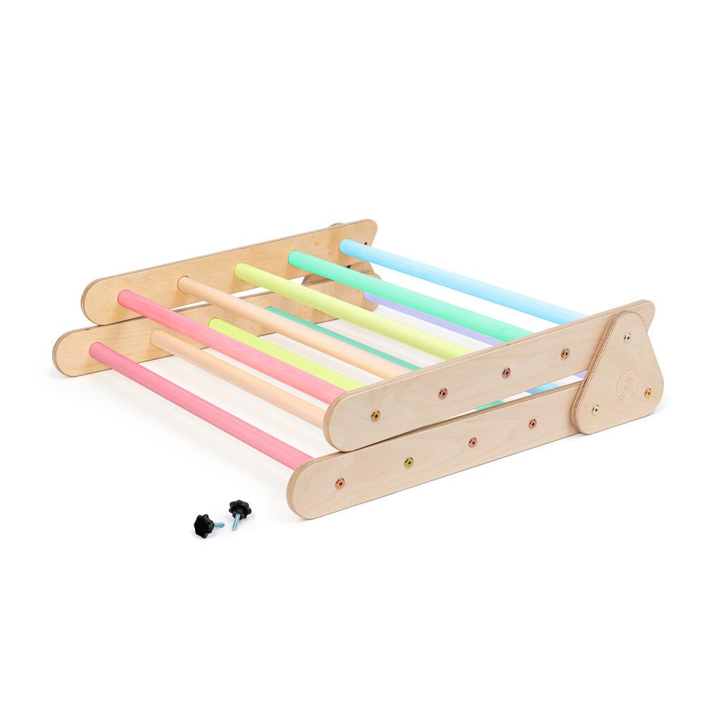 Jindl klimdriehoek ingekeklapt pastelkleuren