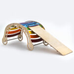 Klimboog regenboogkleuren met glijbaan