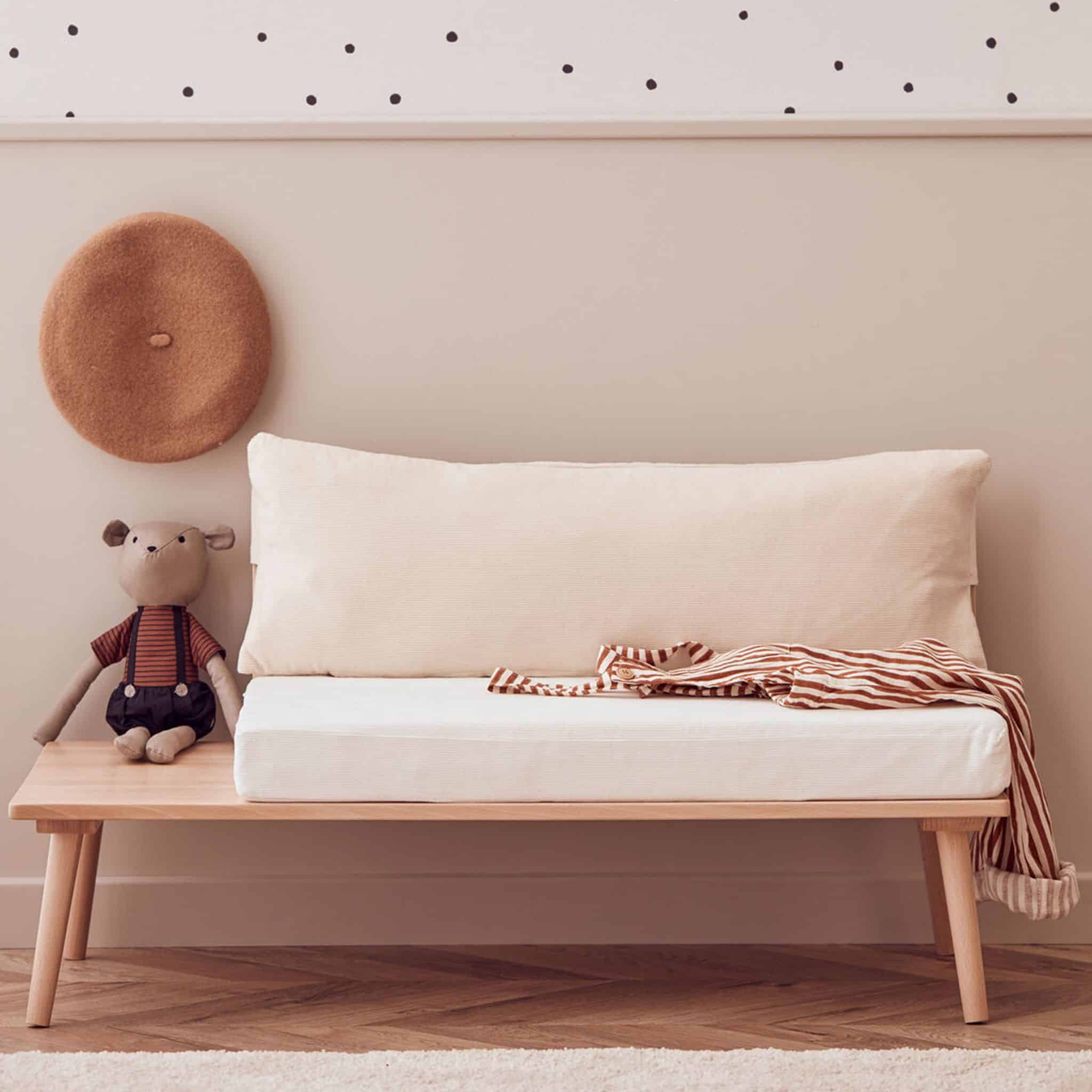 Houten bank | sofa met kussen Kid's Concept SAGA naturel