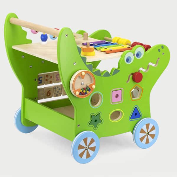GOPLUS Houten loopwagen, in hoogte verstelbare loophulp, babywalker met
