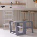 2-in-1 leertoren Jindl grijs tafel en stoeltje