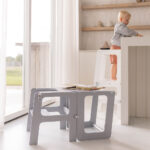 2-in-1 leertoren Jindl grijs tafel + stoel
