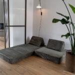 Cord speelbank groen vrijstaand hoek