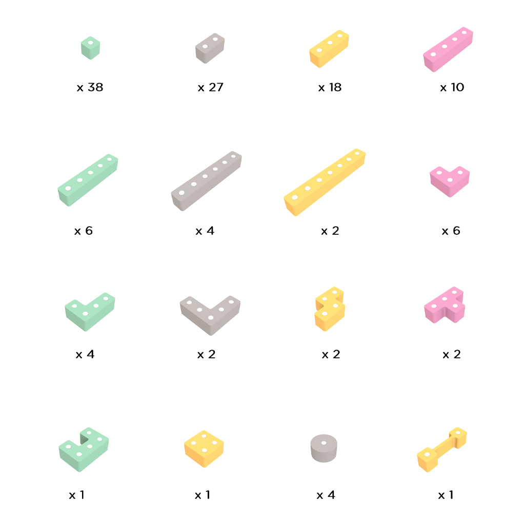 Inhoud magneetblokken TUKI TETRA - Set EXTRA LARGE