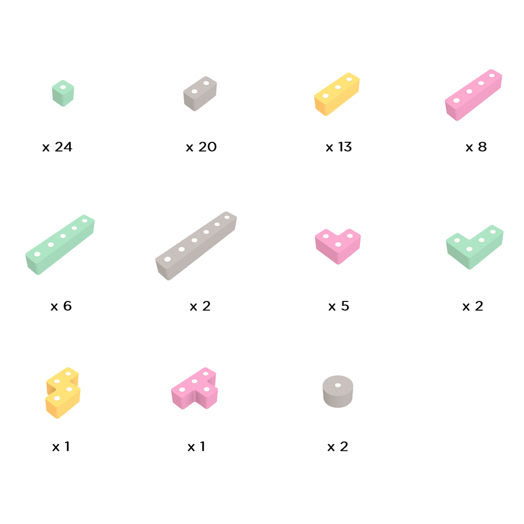 Inhoud magneetblokken TUKI TETRA - Set LARGE