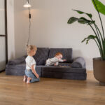 Jindl cord speelbank grijs