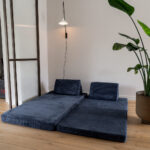 Jindl speelbank cord vrijstaand blauw logeerbed