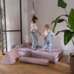 Speelbank Jindl roze ribstof samen spelen