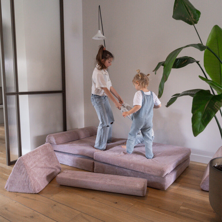 Speelbank Jindl roze ribstof samen spelen