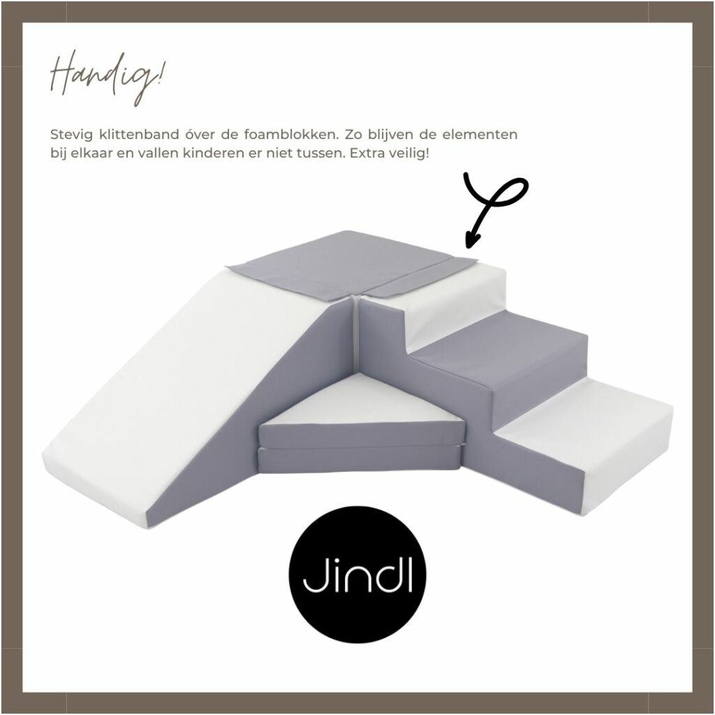 Klittenband over foam blokken Jindl Grijs