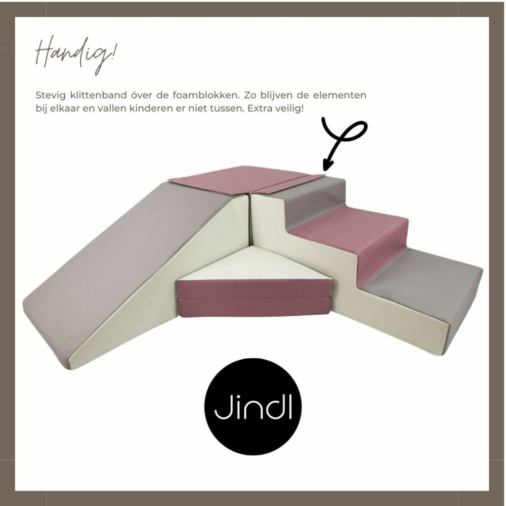 Klittenband over foam blokken Jindl Paars