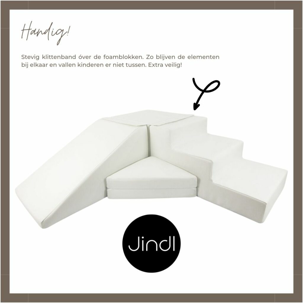Klittenband over foam blokken Jindl Wit