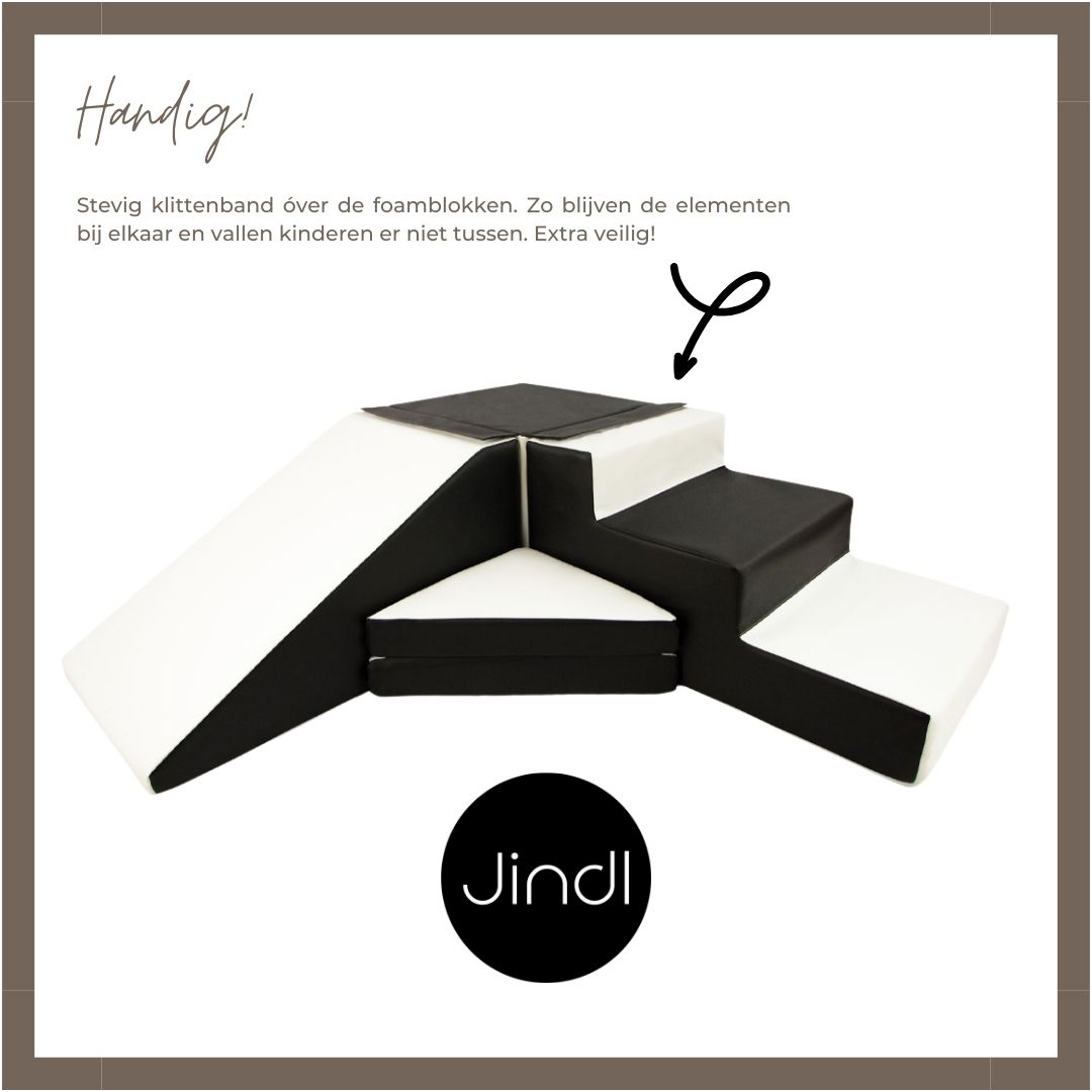 Klittenband over foam blokken Jindl Zwart