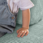 Jindl speelbank cord groenblauw detail stof