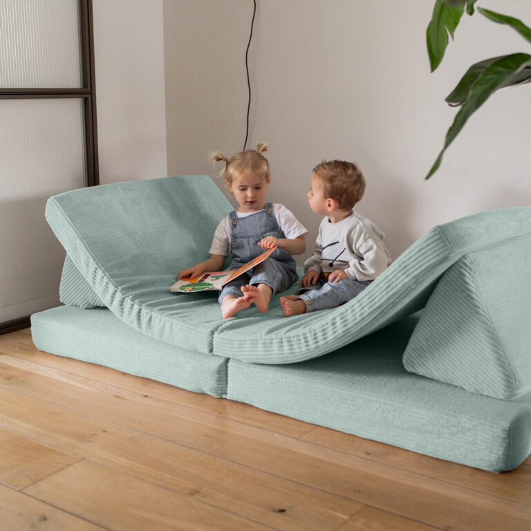 Jindl speelbank cord groenblauw lekker spelen