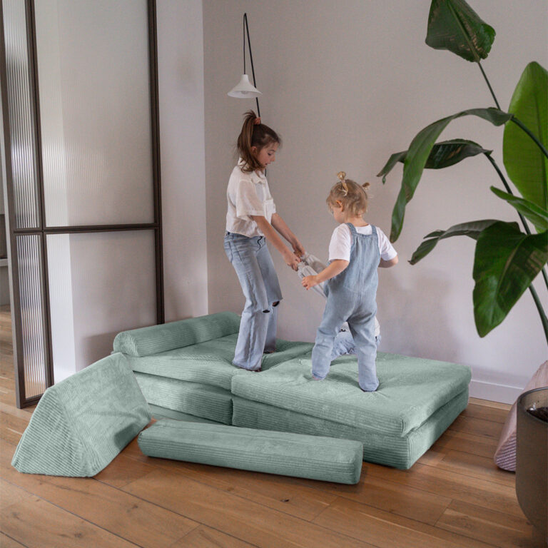 Jindl speelbank cord groenblauw springen