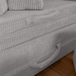 Speelbank Jindl cord ribstof lichtgrijs detail handvat