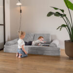 Speelbank Jindl cord ribstof lichtgrijs spelen