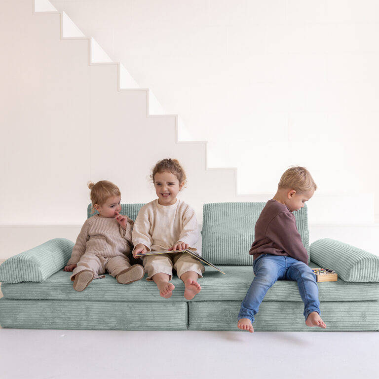 Speelbank Jindl Cord Turquoise boekjes lezen