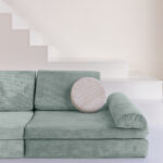 Speelbank Jindl Cord Turquoise kussen beige