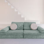 Speelbank Jindl Cord Turquoise + kussenset beige