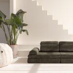 Jindl speelbank legergroen met beige zitzak