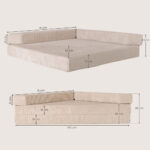 Afmeting Hoekbank cord Beige