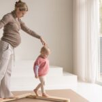 Balanceren op puzzelmat Jindl bruin met balansbalken