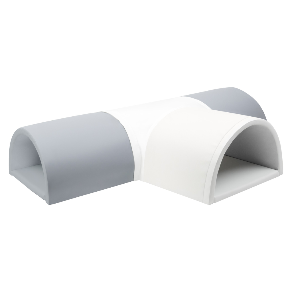 Foam speelset T-tunnel witgrijs Speelset foam tunnel wit grijs Jindl