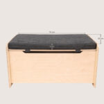 Afmeting zitkussen speelgoedkist bruin